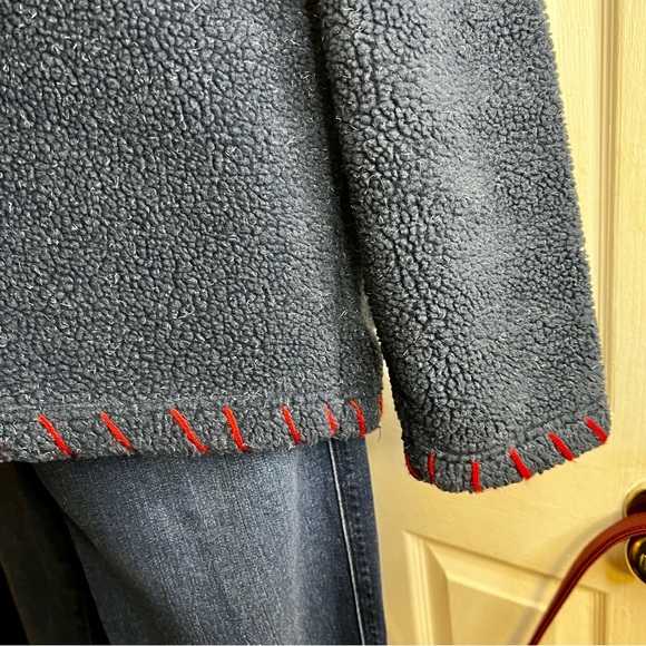 Vintage Faded Glory Ugly Holiday Fleece Zip Yarn Trim Design Cozy Sweater Large - Picture 5 of 13